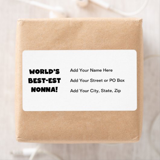 Zwart Tekst Best-est Nonna T-shirts en geschenken Etiket (Insitu)