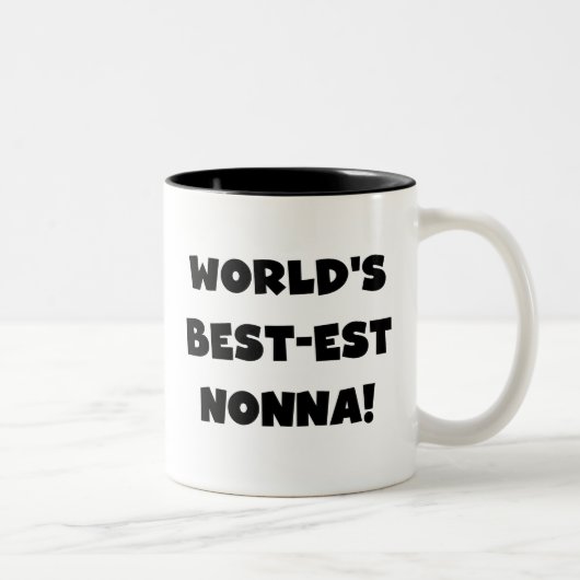 Zwart Tekst Best-est Nonna T-shirts en geschenken Tweekleurige Koffiemok (Rechts)