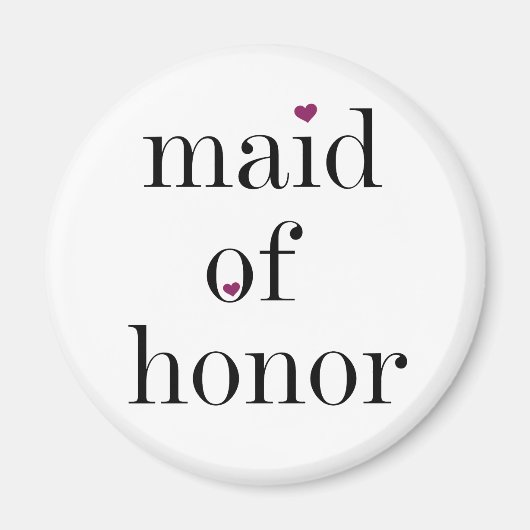 Zwart Tekst Maid of Honor Magnet (Voorkant)