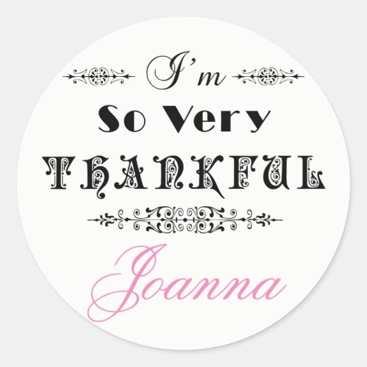 Zwart tekst ontwerp- dank u ronde sticker (Voorkant)