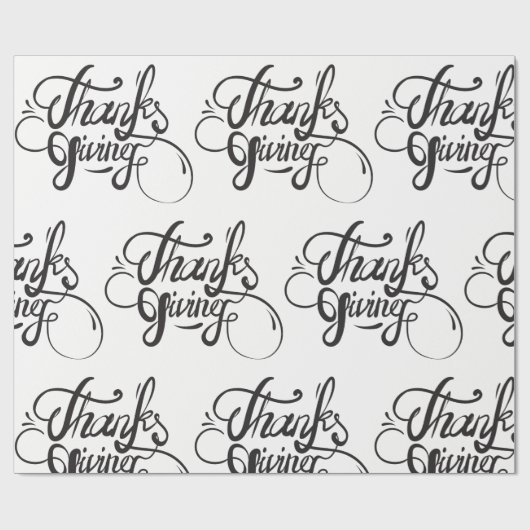 Zwart tekstontwerp - Thanksgiving Cadeaupapier (Vlak)