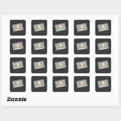 Zwart Templete T-Shirt Button Vierkante Sticker (Vel)