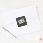 Zwart Templete T-Shirt Button Vierkante Sticker (Envelop)