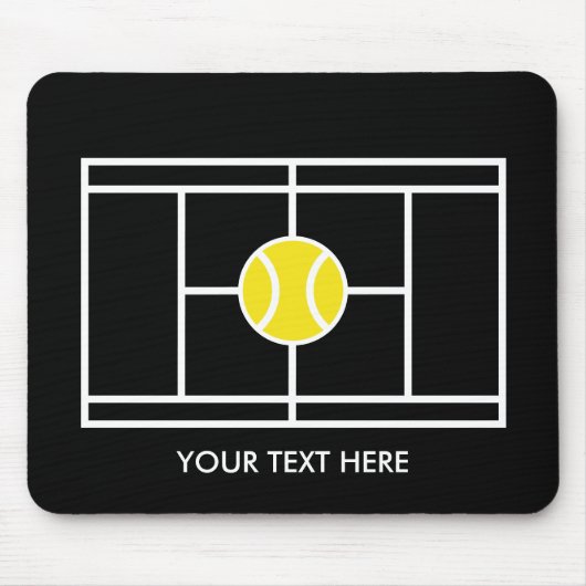 Zwart Tennis Court Mousepad cadeau met aangepaste Muismat (Voorkant)