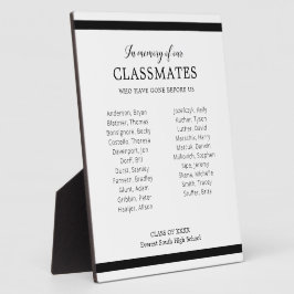 Zwart ter nagedachtenis van onze klasgenoten klass fotoplaat