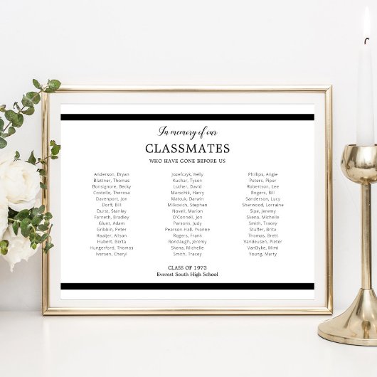 Zwart ter nagedachtenis van onze klasgenoten schoo poster