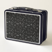 Zwart Terug naar School Iconen Lunch Box (Achterkant)