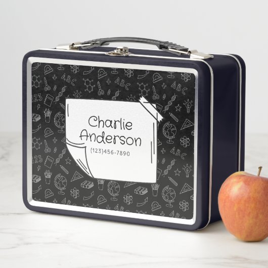 Zwart Terug naar School Iconen Lunch Box (In situ)