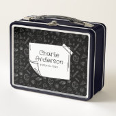 Zwart Terug naar School Iconen Lunch Box (Voorkant)