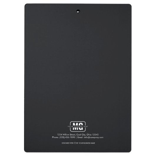 Zwart Thema Initiaal Letter Monogram Business Klembord (Achterkant)