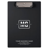Zwart Thema Initiaal Letter Monogram Business Klembord (Voorkant)