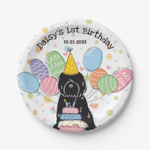 Zwart Tibetaans Terriër Verjaardagsfeestje Papier  Papieren Bordje