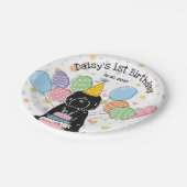 Zwart Tibetaans Terriër Verjaardagsfeestje Papier  Papieren Bordje (Gekanteld)