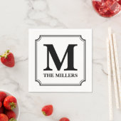 Zwart Ticket Border Naam Monogram Servet (Insitu)