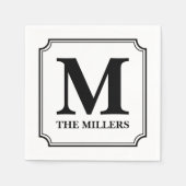 Zwart Ticket Border Naam Monogram Servet (Voorkant)
