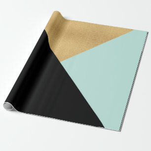 Zwart Tiffany Mint Aqua Zwart Goud Pastel Geometri Cadeaupapier