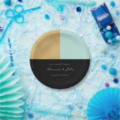 Zwart Tiffany Mint Goud Pastel Bruids Bruiloft Papieren Bordje (Feest)