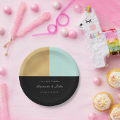 Zwart Tiffany Mint Goud Pastel Bruids Bruiloft Papieren Bordje (Feest)