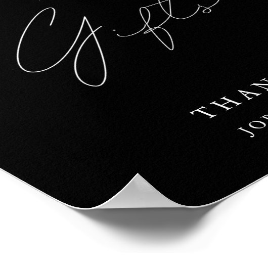 Zwart Tijdloze kalligrafie Kaart en cadeaubordje Poster (Hoek)