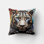 Zwart Tijger Mozaïek Glas in lood Kussen (Achterkant)