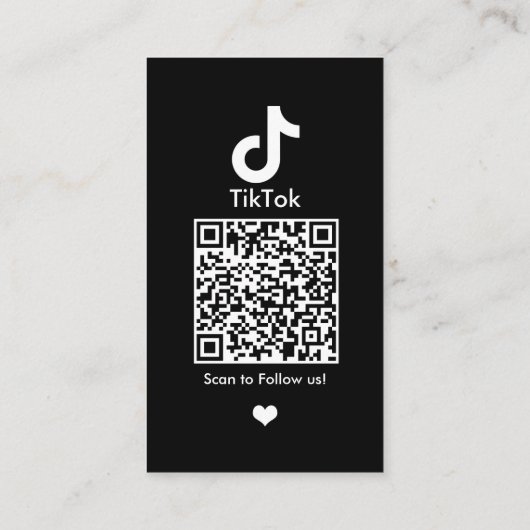 Zwart TikTok Social Media QR Code Visitekaartje (Achterkant)