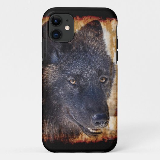 Zwart Timber Wolf Portrait iPhone 5 Hoesje (Achterkant)