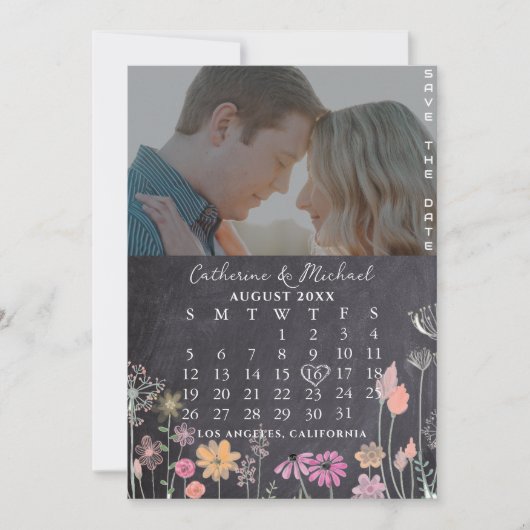 Zwart toetsenbord Fotodatum kalender Save The Date (Voorkant)