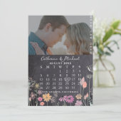 Zwart toetsenbord Fotodatum kalender Save The Date (Staand voorkant)