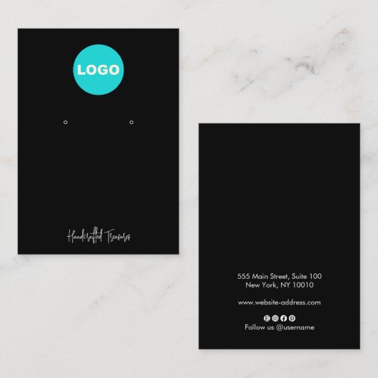 Zwart Toevoegen Logo Handtekening Script Oorbel Si Visitekaartje (Voorkant / Achterkant)