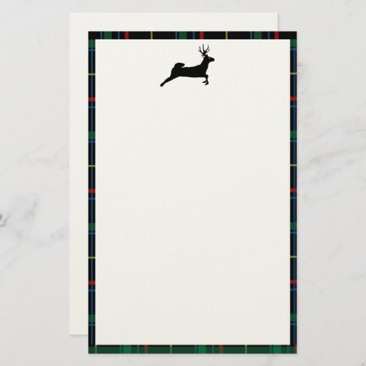 Zwart tonartan en rendier briefpapier (Voorkant / Achterkant)