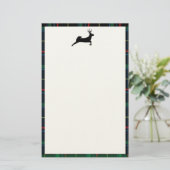 Zwart tonartan en rendier briefpapier (Staand voorkant)