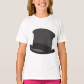 Zwart Top Hat Meisjes T-shirt (Voorkant)
