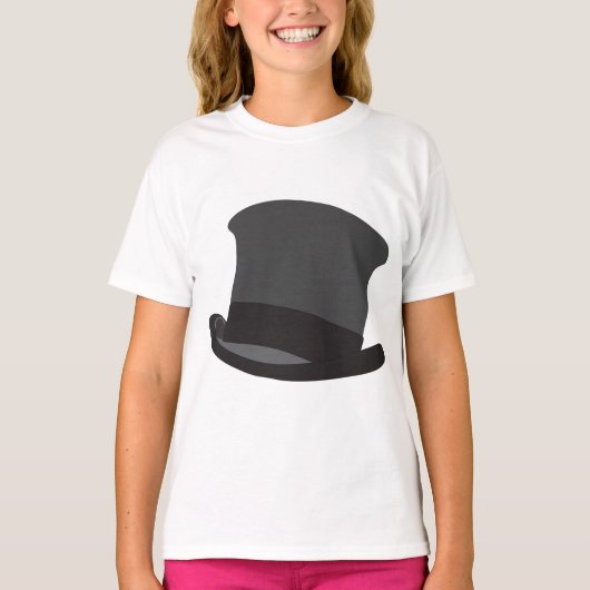 Zwart Top Hat Meisjes T-shirt (Voorkant)