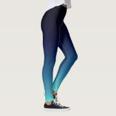 Zwart tot diep Zee Aqua Blue Ombre gradiënt vervag Leggings (Rechts)