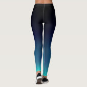 Zwart tot diep Zee Aqua Blue Ombre gradiënt vervag Leggings (Achterkant)