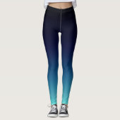 Zwart tot diep Zee Aqua Blue Ombre gradiënt vervag Leggings (Voorkant)