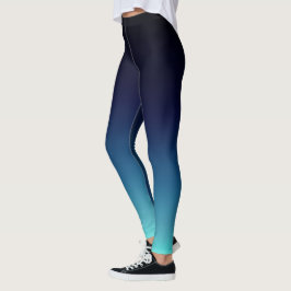 Zwart tot diep Zee Aqua Blue Ombre gradiënt vervag Leggings