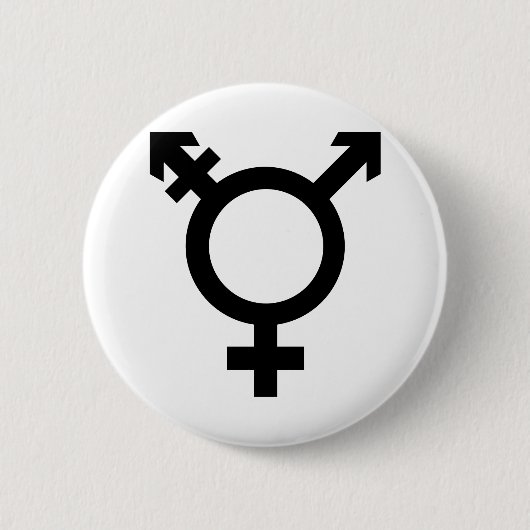 Zwart transgendersymbool ronde button 5,7 cm (Voorkant)