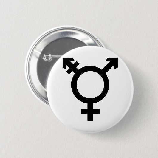 Zwart transgendersymbool ronde button 5,7 cm (Voorkant /achterkant)