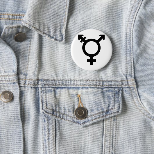 Zwart transgendersymbool ronde button 5,7 cm (In situ)