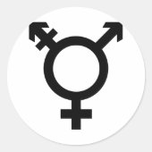 Zwart transgendersymbool ronde sticker (Voorkant)