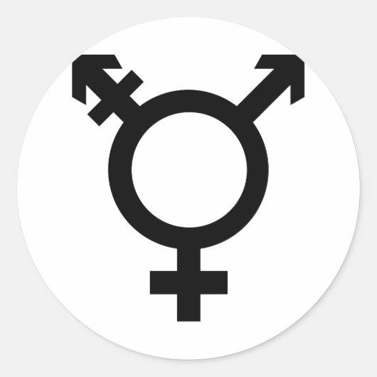 Zwart transgendersymbool ronde sticker (Voorkant)