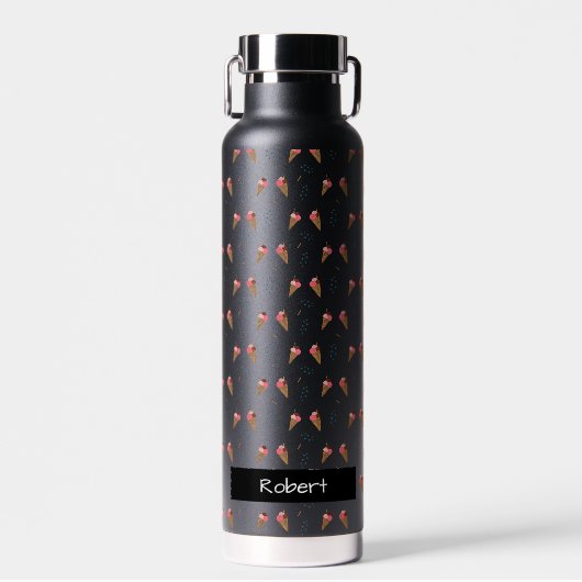 Zwart Transparant IJspatroon met Naam Waterfles (Voorkant)