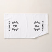 Zwart trellis en tak monogram | boerderij bad handdoek (Handdoek)