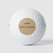 Zwart trendy elegant Voor- en achternaam | Tan br Golfballen (Voorkant)