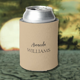 Zwart Trendy Elegant Voornaam | Tan Brown Blikjeskoeler