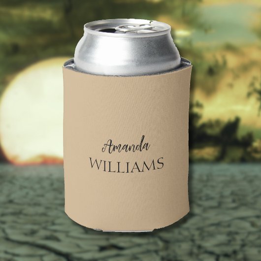 Zwart Trendy Elegant Voornaam | Tan Brown Blikjeskoeler