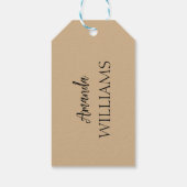 Zwart Trendy Elegant Voornaam | Tan Brown Cadeaulabel (Achterkant)