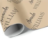 Zwart Trendy Elegant Voornaam | Tan Brown Cadeaupapier (Rol Hoek)