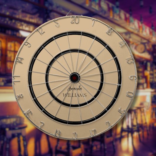 Zwart Trendy Elegant Voornaam | Tan Brown Dartbord